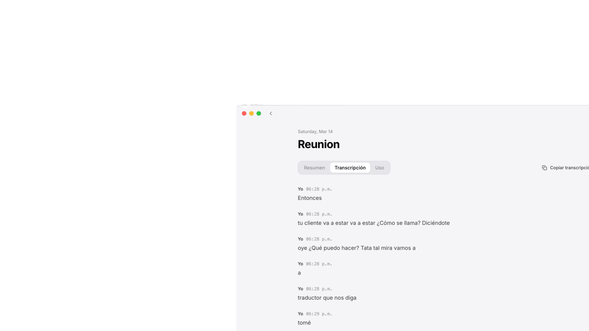 Transcripción con marcas de tiempo
